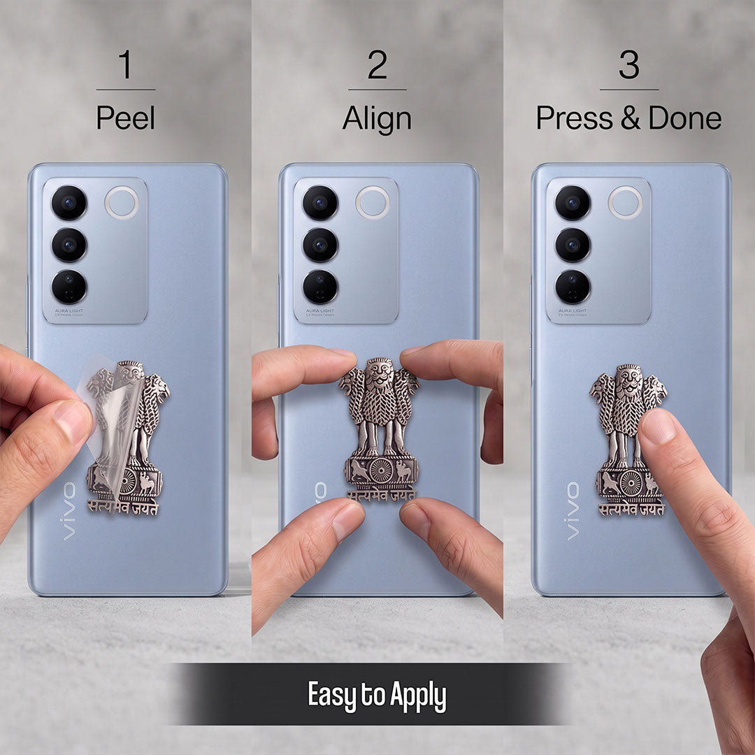 Vivo V27 Pro 5G Compatible Satyamev Jayate 3D Metal Emblem Sticker