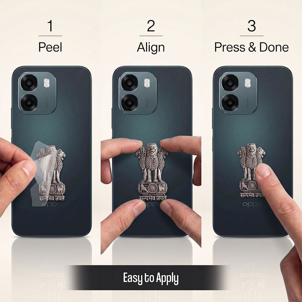 Oppo A6 5G Compatible Satyamev Jayate 3D Metal Emblem Sticker