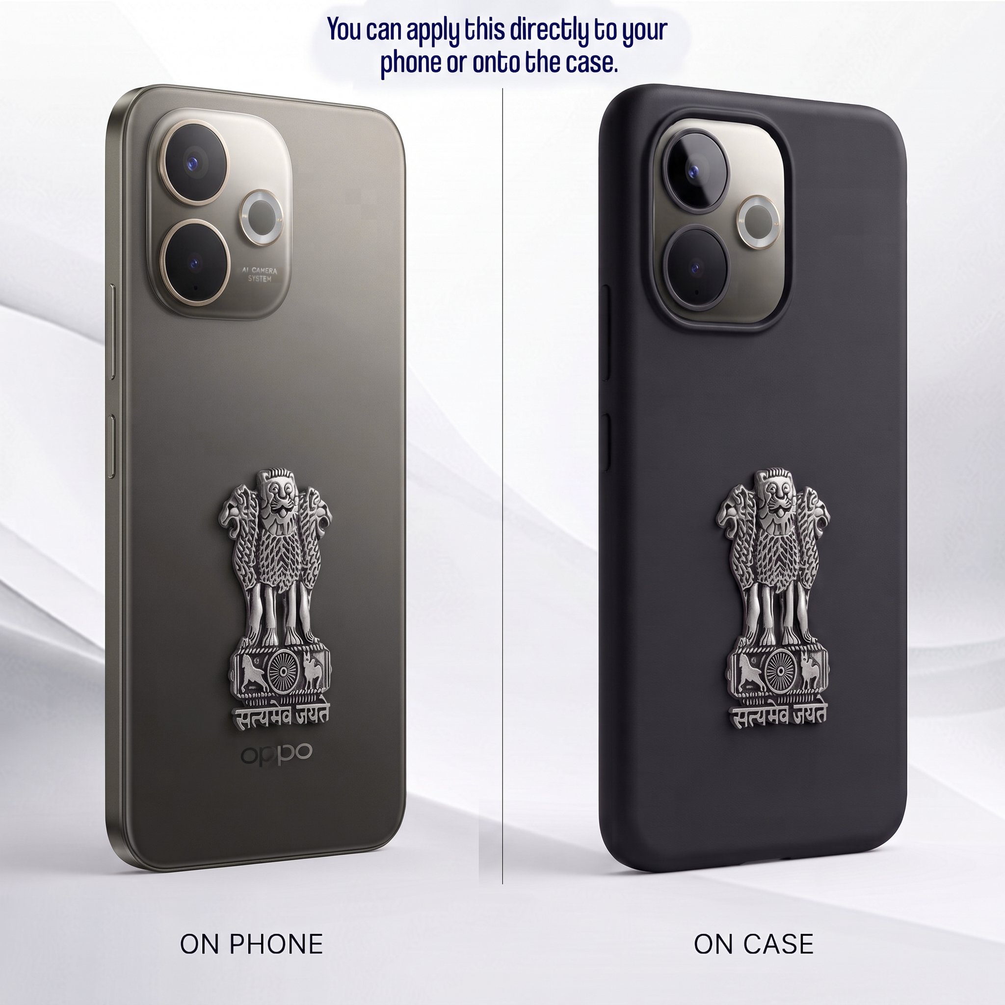OPPO A5 Pro 5G Compatible Satyamev Jayate 3D Metal Emblem Sticker