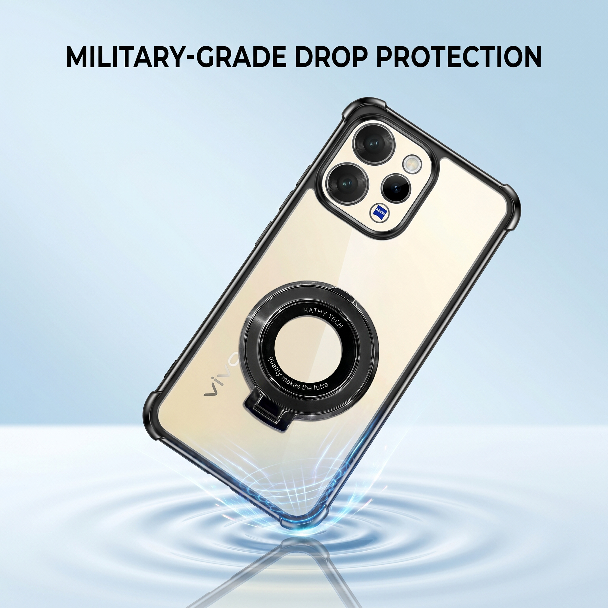 Vivo V70 5G Original Luxury Magnifier Ring Stand Shockproof Airbags Corner Case