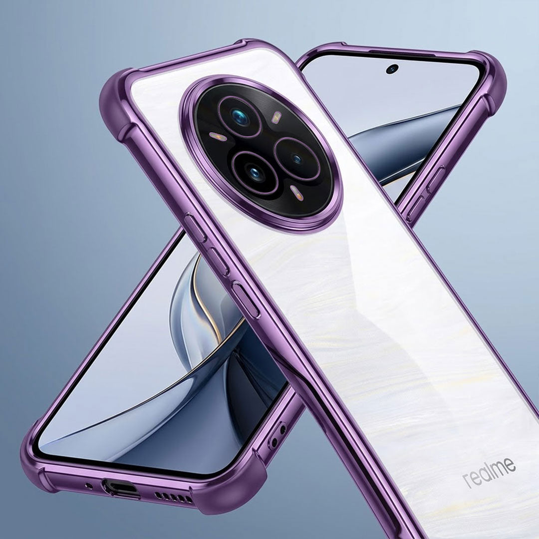 Realme 14 Pro+ 5G Anti-Yellow Electroplating Transparent Airbags Case