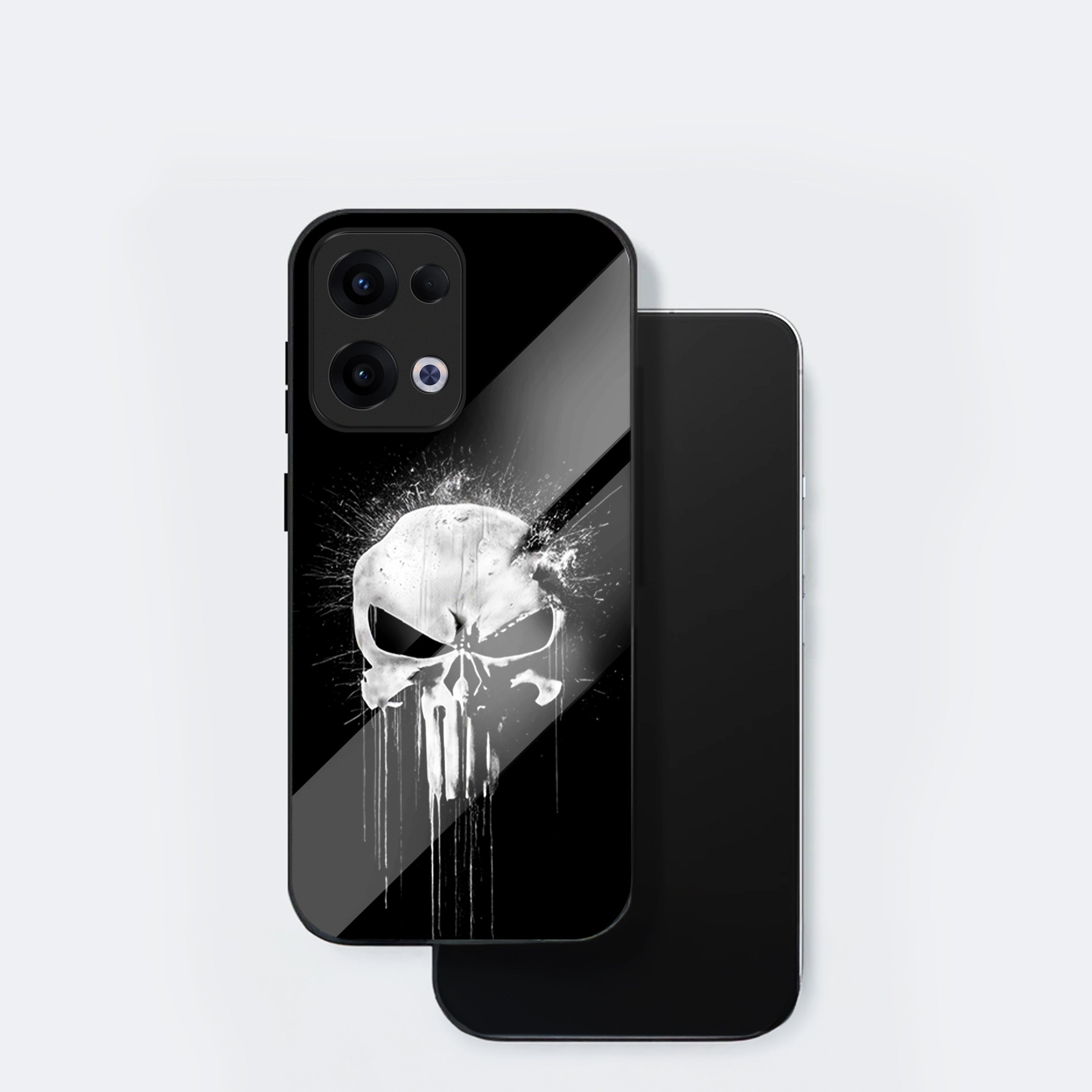 Oppo Reno 13 5G Premium Acrylic Shockproof Glass Back Case (Punisher Skull)