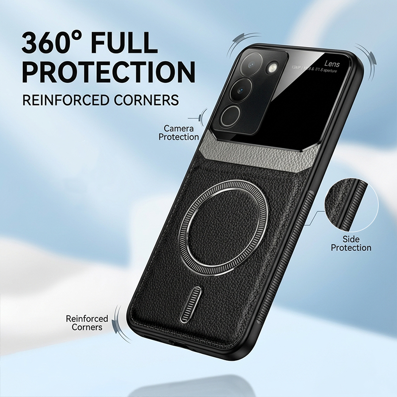 Vivo Y200 5G Premium Magsafe Magnetic Leather Lens Protective Case