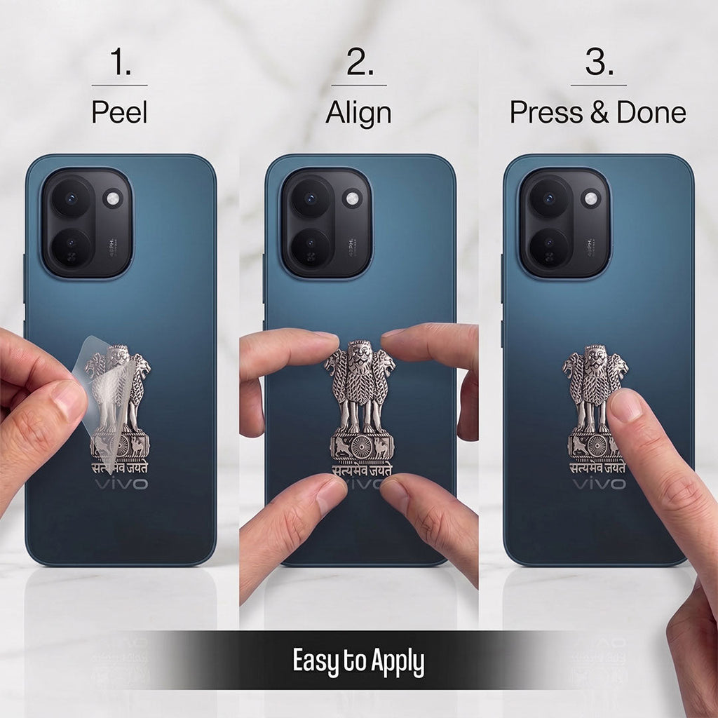 Vivo Y600 Turbo 5G Compatible Satyamev Jayate 3D Metal Emblem Sticker