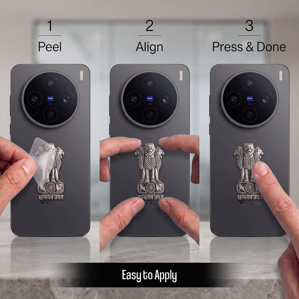 Vivo X200T 5G Compatible Satyamev Jayate 3D Metal Emblem Sticker
