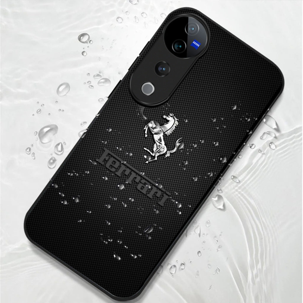 Vivo V40 Pro 5G Premium Acrylic Shockproof Glass Back Case (Ferrari Carbon Fiber)