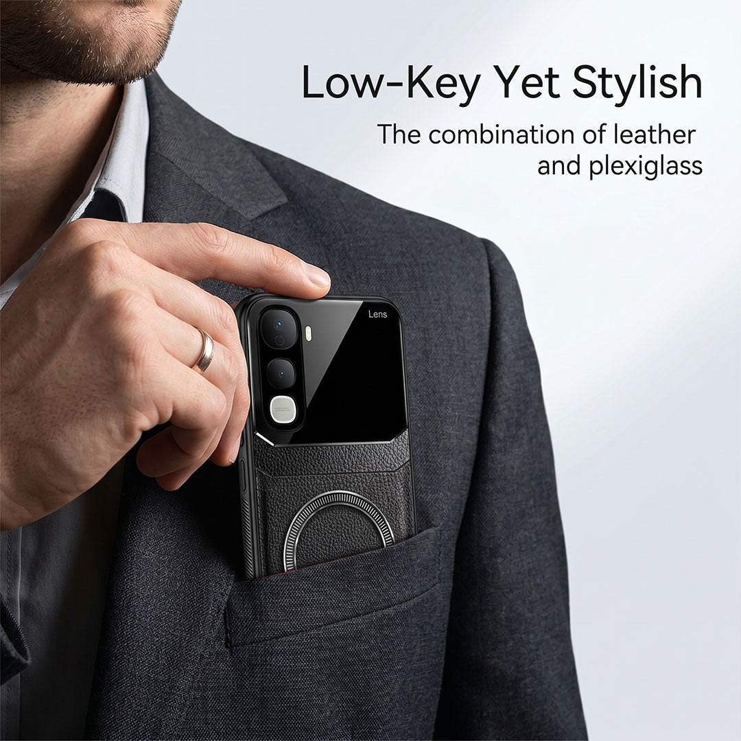 Vivo Y400 Pro 5G Premium Magsafe Magnetic Leather Lens Protective Case