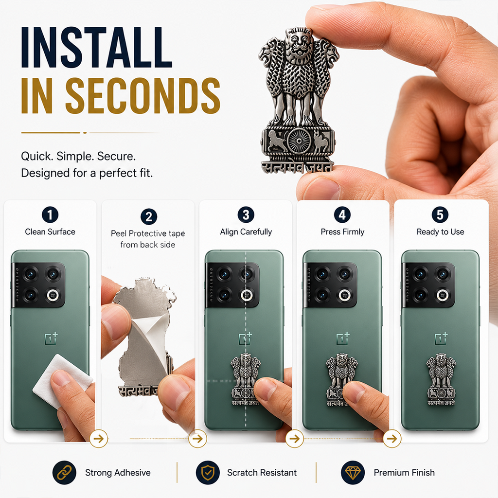 OnePlus 10 Pro 5G Compatible Satyamev Jayate 3D Metal Emblem Sticker
