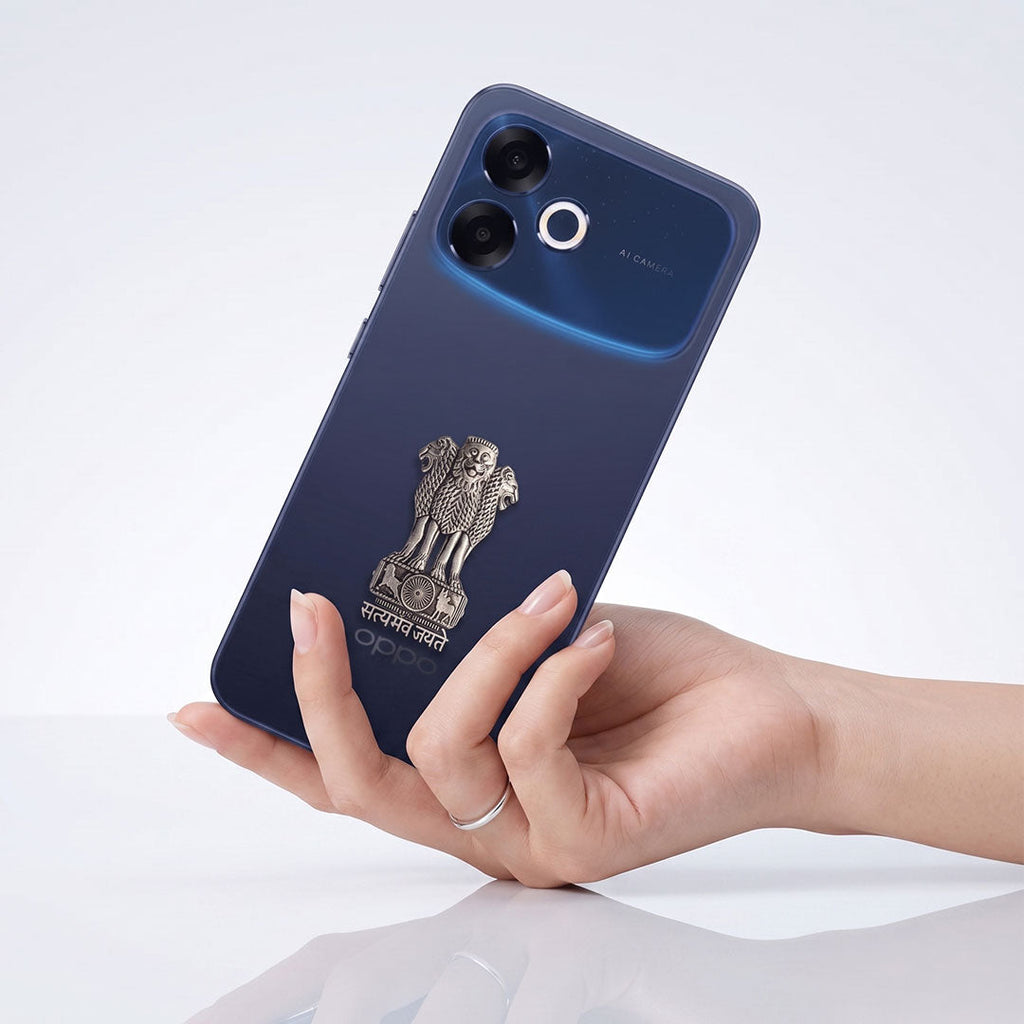 Oppo F33 Pro 5G Compatible Satyamev Jayate 3D Metal Emblem Sticker
