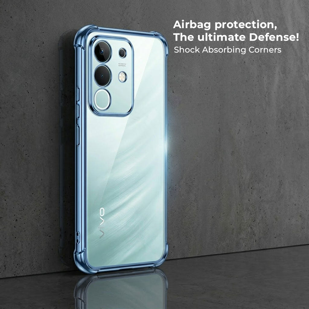 Vivo T4X 5G Anti-Yellow Electroplating Transparent Airbags Case