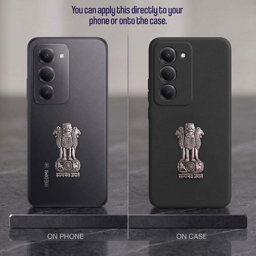 Redmi 15 5G Compatible Satyamev Jayate 3D Metal Emblem Sticker