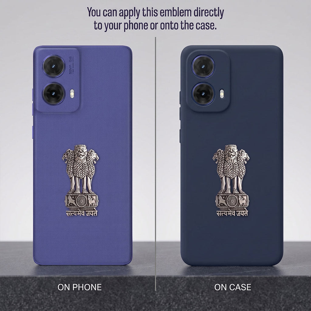 Motorola G85 5G Compatible Satyamev Jayate 3D Metal Emblem Sticker