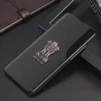 Oppo A3 Pro 5G Metal Emblem Satyamev Jayate Half Window Leather Flip Case