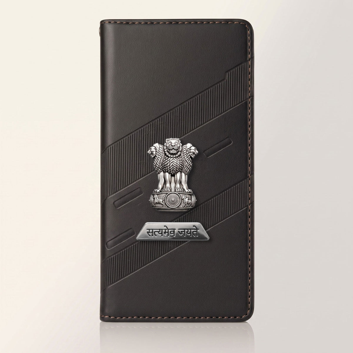 Oppo F29 Pro 5G Metal Satyamev Jayate 2-in-1 Emblem Magnetic Flip Wallet Case
