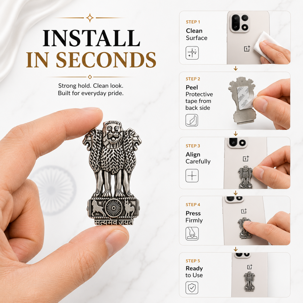 OnePlus 15 5G Compatible Satyamev Jayate 3D Metal Emblem Sticker