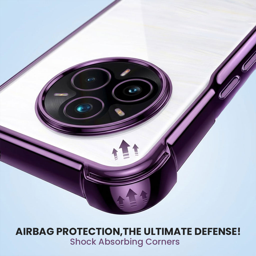 Realme 14 Pro+ 5G Anti-Yellow Electroplating Transparent Airbags Case