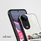 Vivo V40 Pro 5G Premium Acrylic Shockproof Glass Back Case (White Porsche)