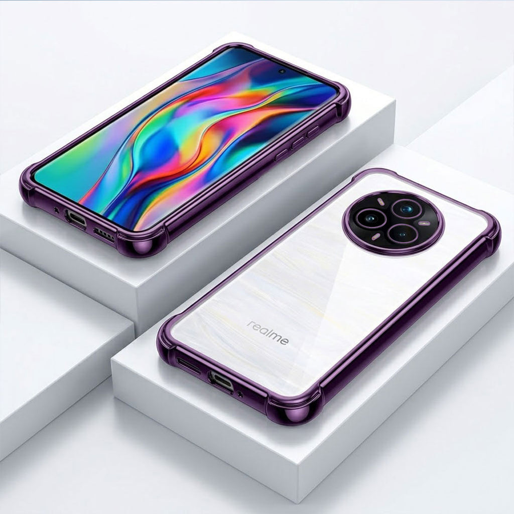 Realme 14 Pro+ 5G Anti-Yellow Electroplating Transparent Airbags Case