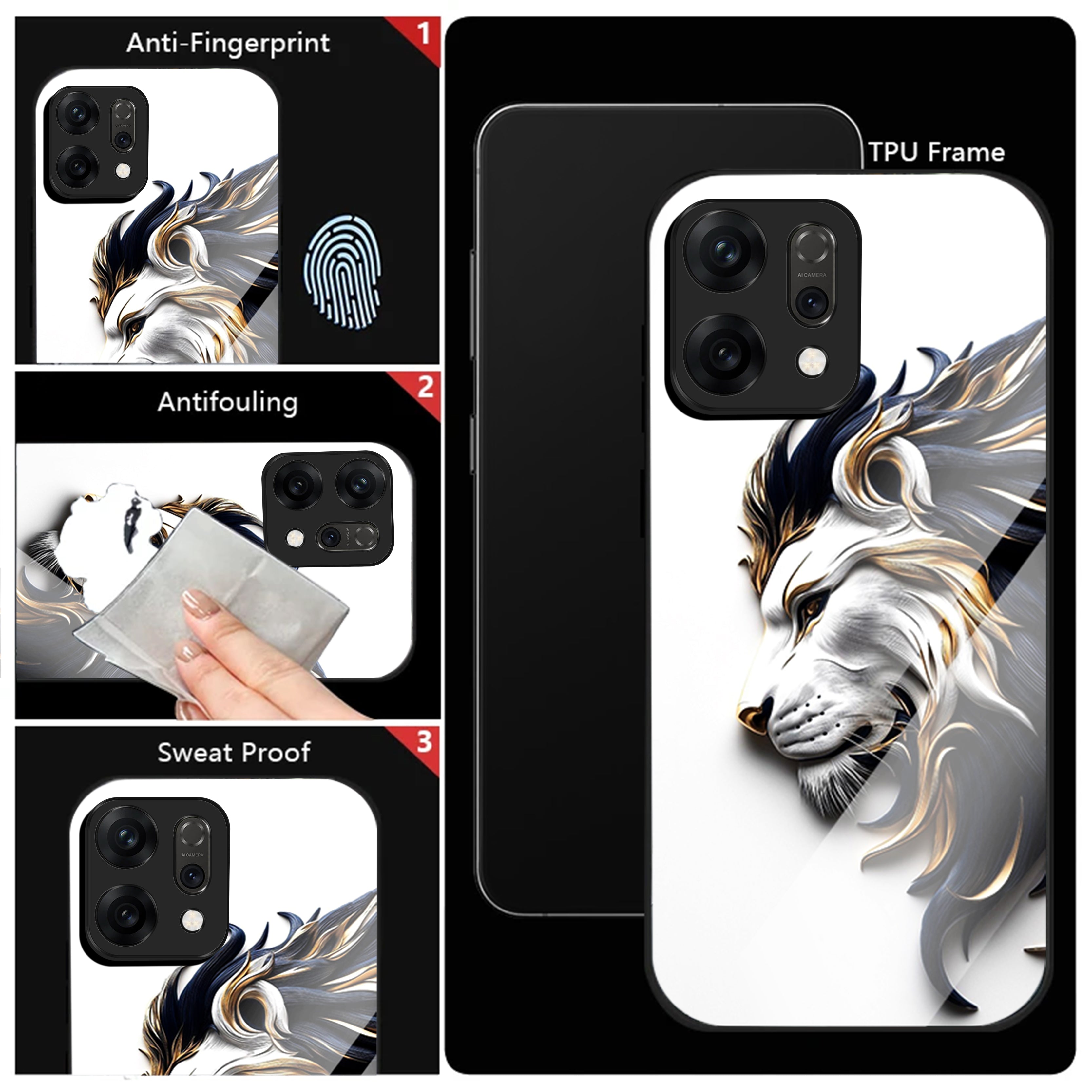 Oppo Reno 14 5G Premium Acrylic Shockproof Glass Back Case (King’s Flow)