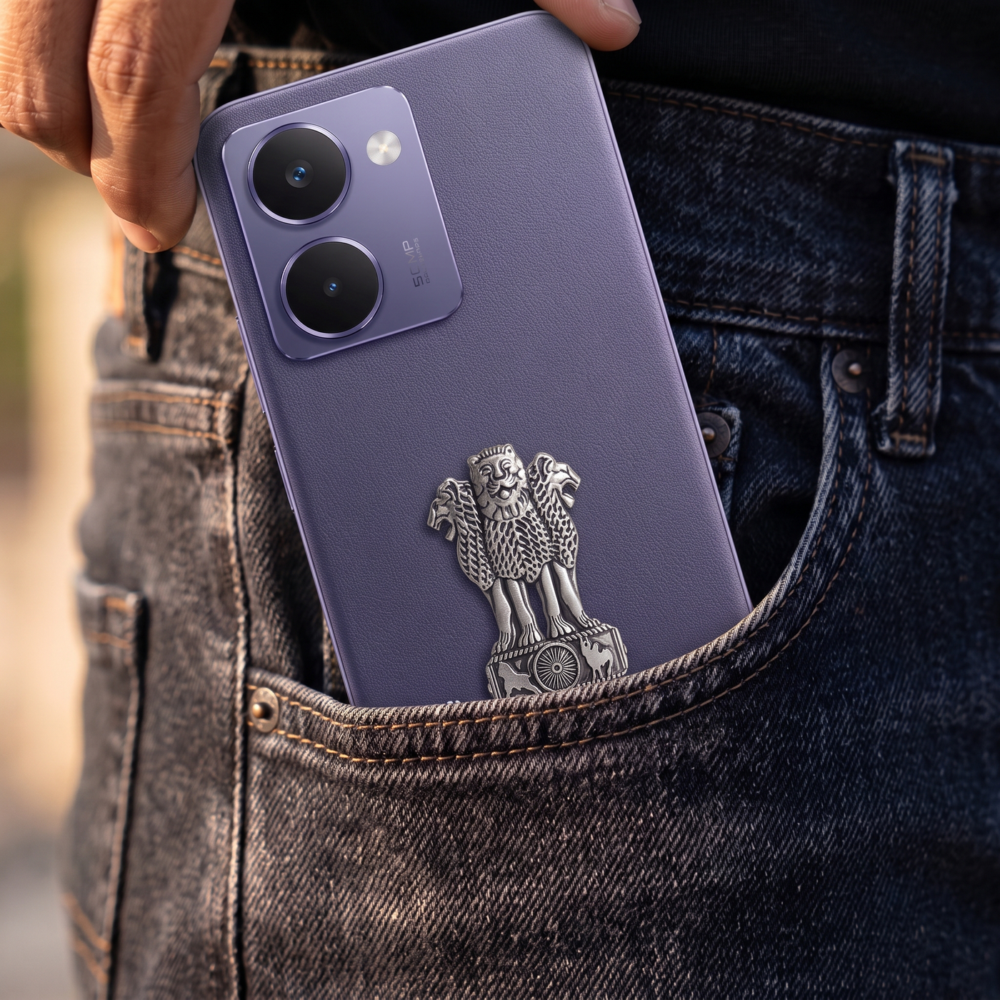 Realme P3 Ultra 5G Compatible Satyamev Jayate 3D Metal Emblem Sticker