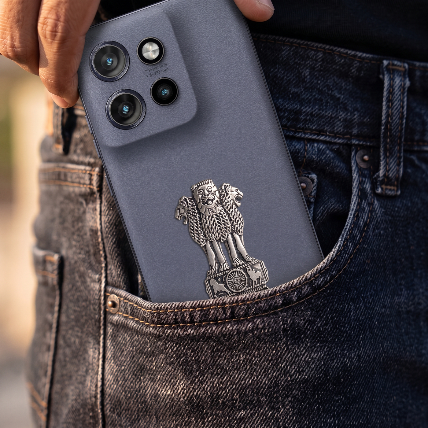 Motorola Edge 50 Neo 5G Compatible Satyamev Jayate 3D Metal Emblem Sticker