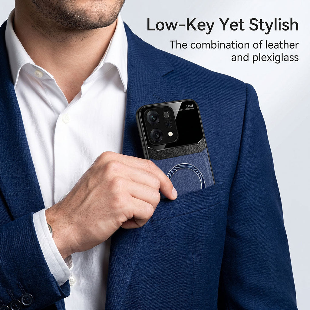 Oppo Reno 14 5G Premium Magsafe Magnetic Leather Lens Protective Case