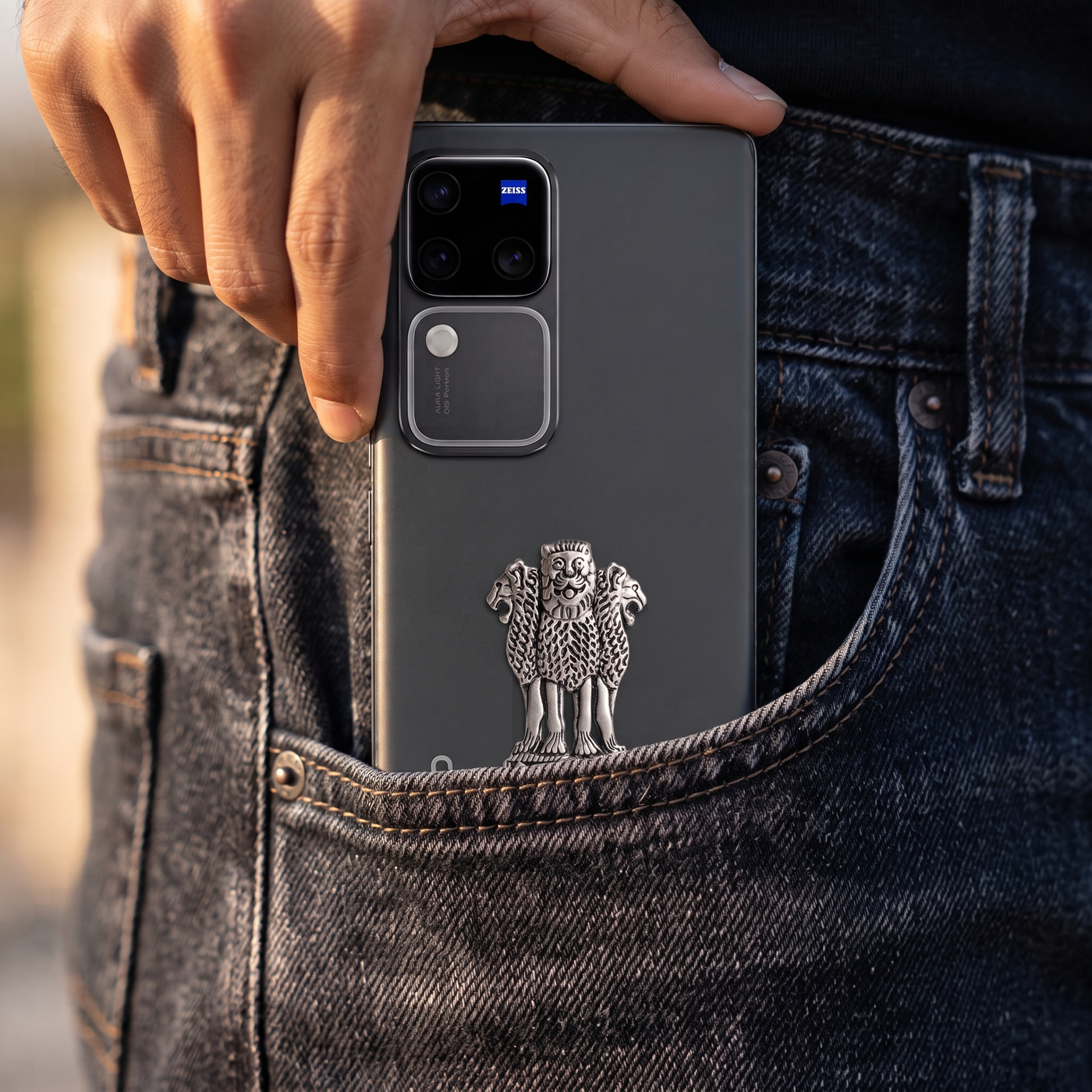 Vivo V30 Pro 5G Compatible Satyamev Jayate 3D Metal Emblem Sticker