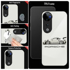 Vivo V40 Pro 5G Premium Acrylic Shockproof Glass Back Case (White Porsche)