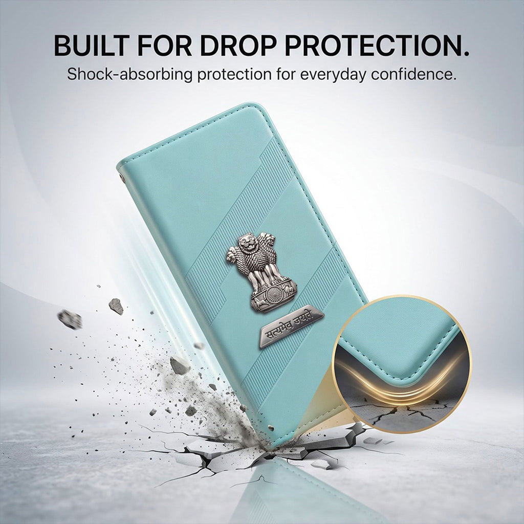Oppo F29 Pro 5G Metal Satyamev Jayate 2-in-1 Emblem Magnetic Flip Wallet Case