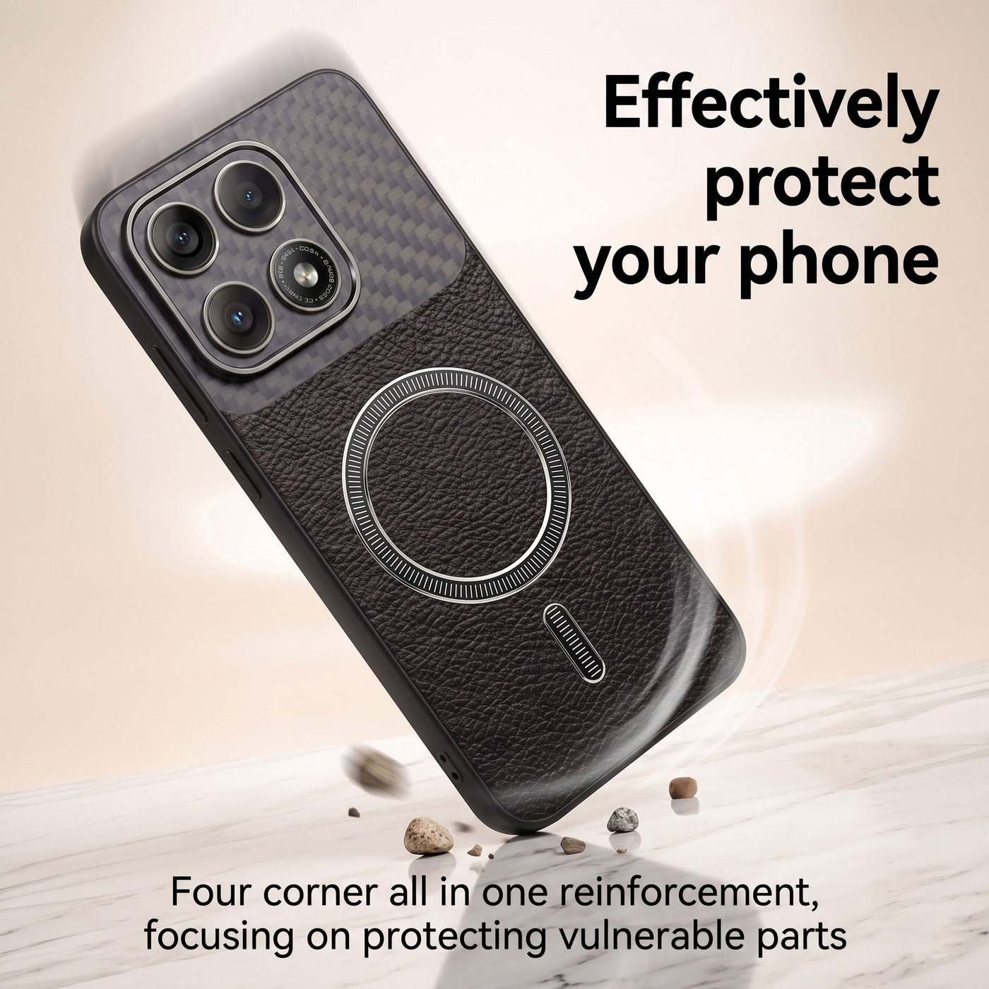 Motorola Edge 70 Pro 5G Carbon Fiber Leather Hybrid MagSafe Magnetic Case