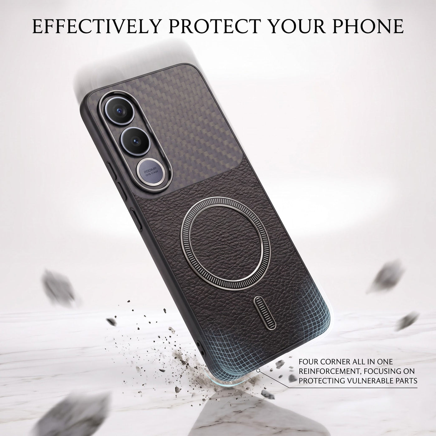 Vivo V70 FE 5G Carbon Fiber Leather Hybrid MagSafe Magnetic Case