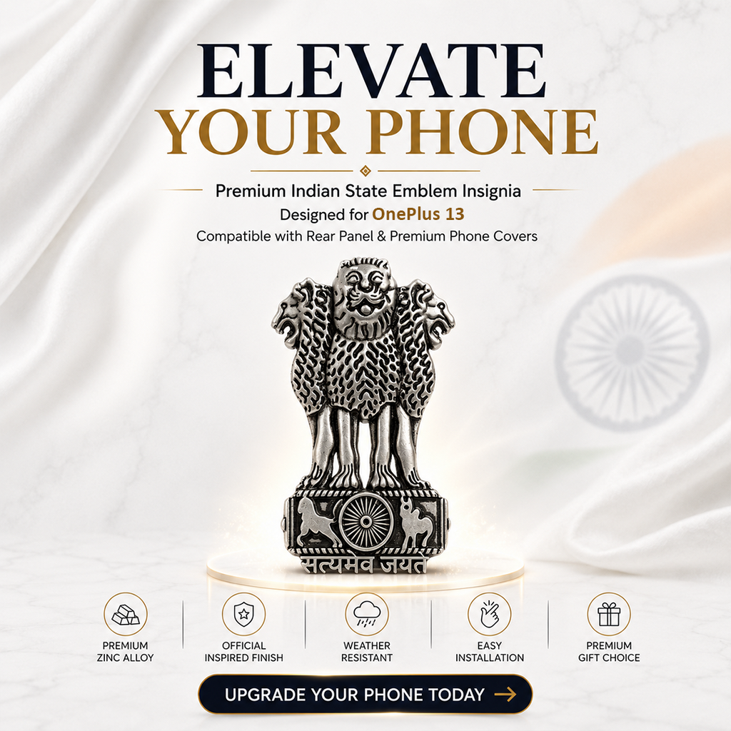 Oppo A59 5G Compatible Satyamev Jayate 3D Metal Emblem Sticker