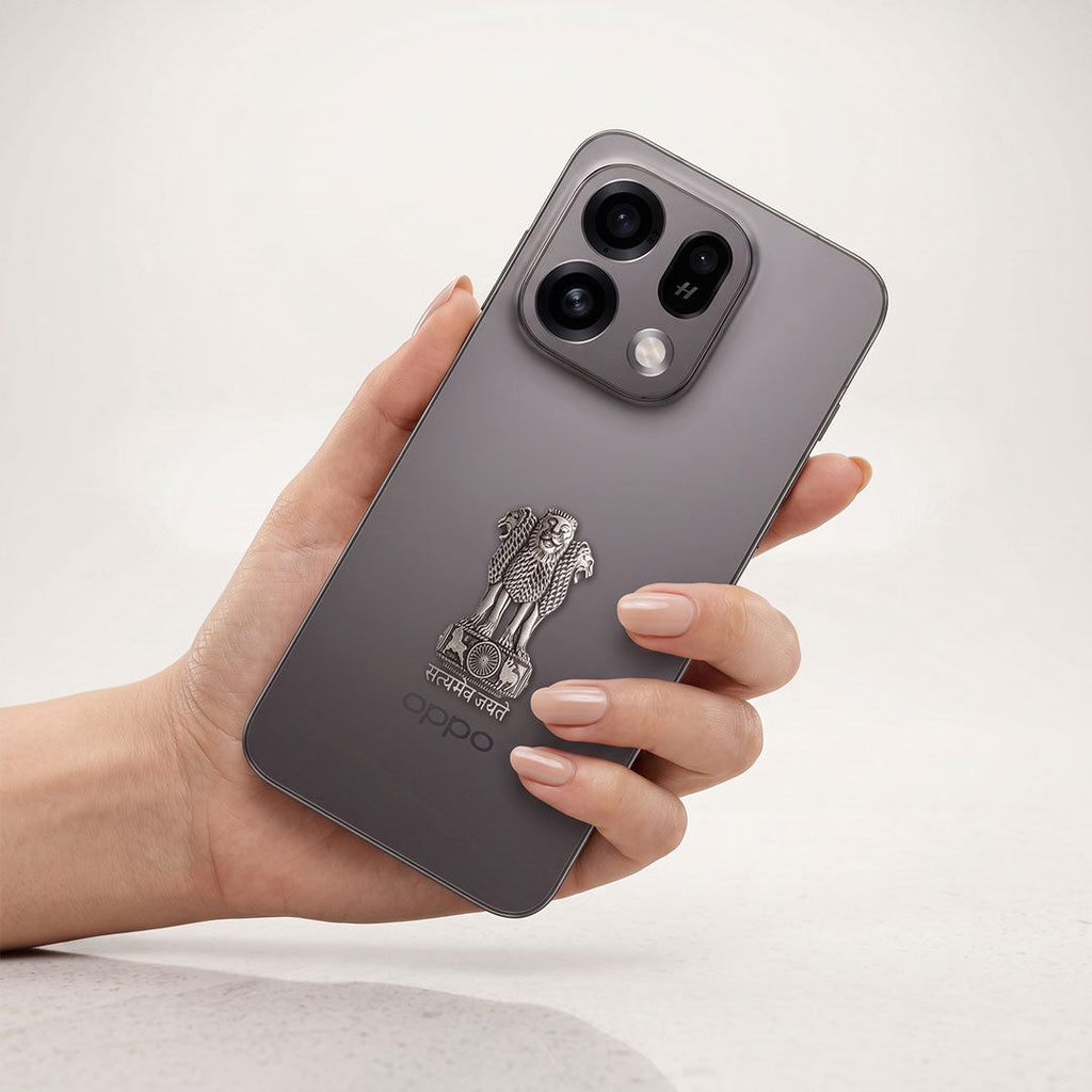 Oppo Find X9s 5G Compatible Satyamev Jayate 3D Metal Emblem Sticker