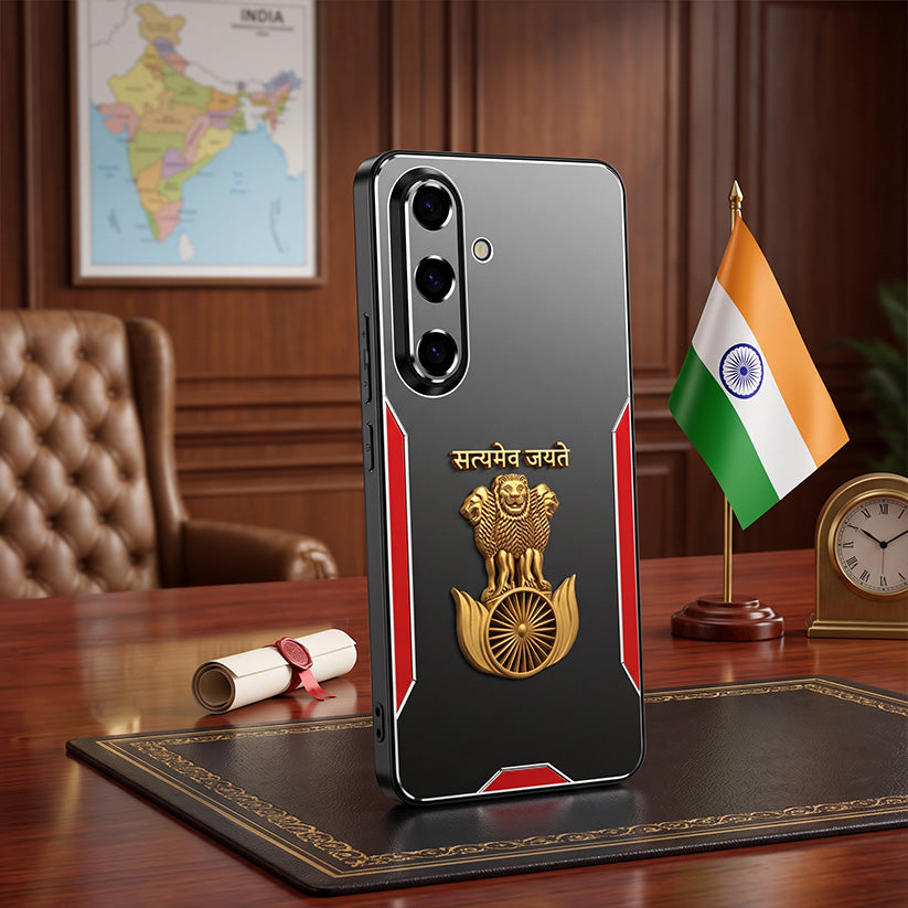 Samsung Galaxy A36 5G Satyamev Jayate 3D Metal Aluminium Back Case