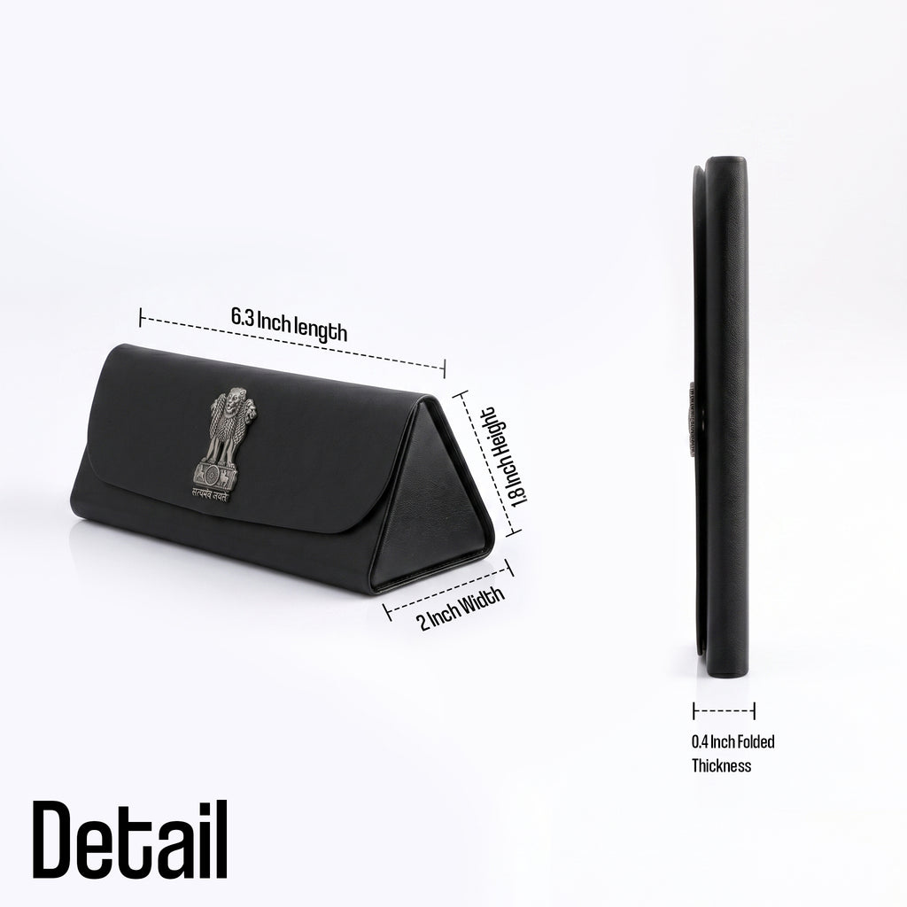 Premium Soft Leather Eyewear / Sunglasses Case With 3D Metal Emblem