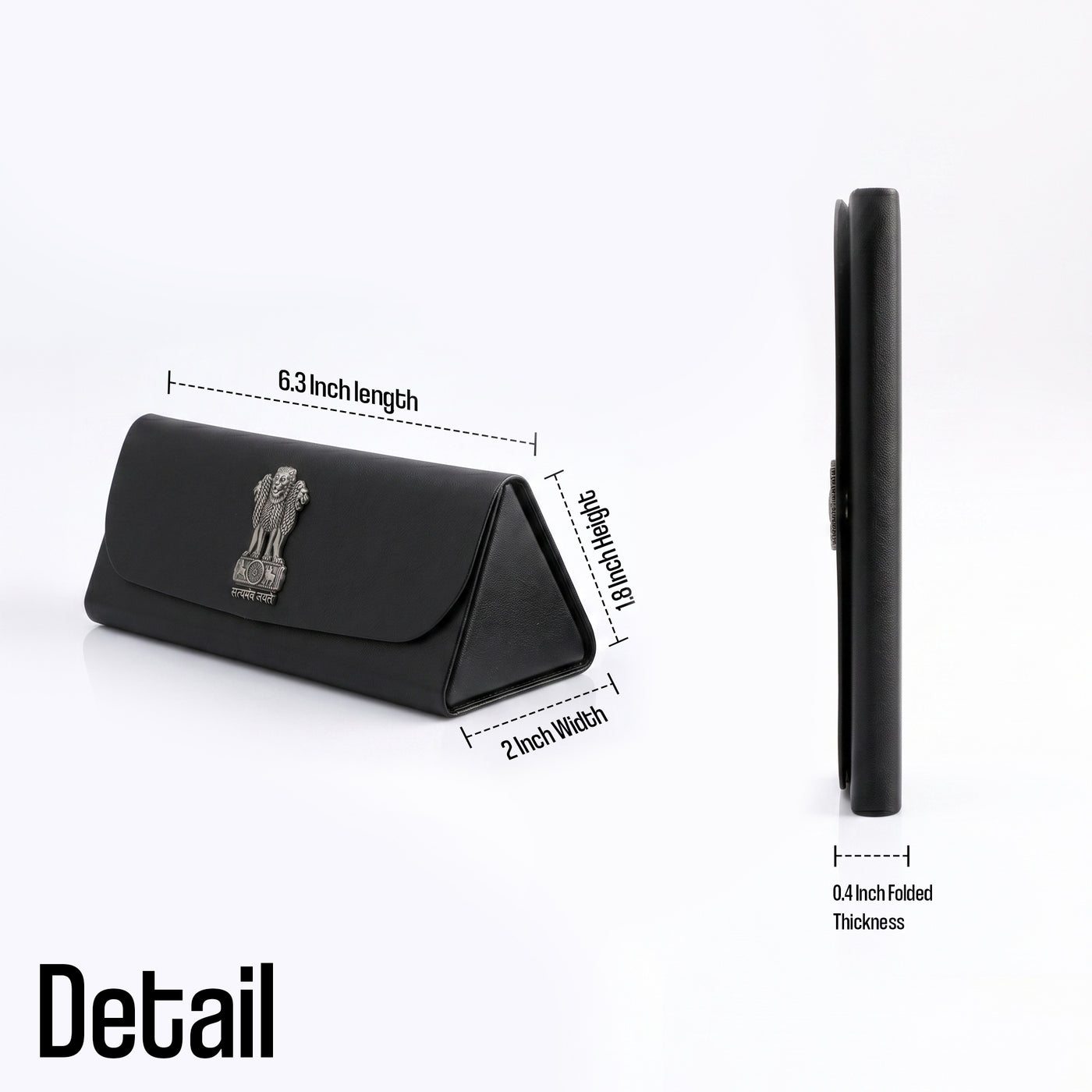 Premium Soft Leather Eyewear / Sunglasses Case With 3D Metal Emblem