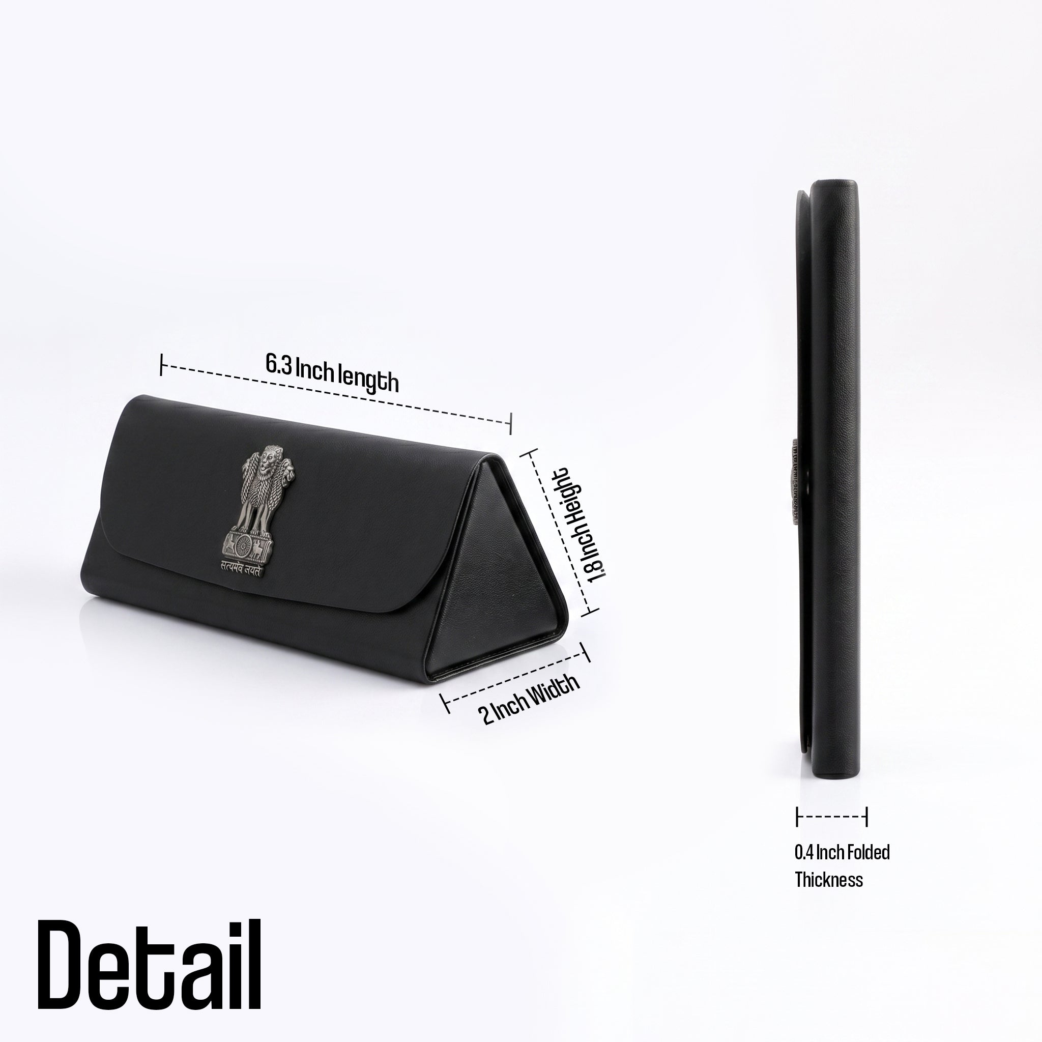 Premium Soft Leather Eyewear / Sunglasses Case With 3D Metal Emblem