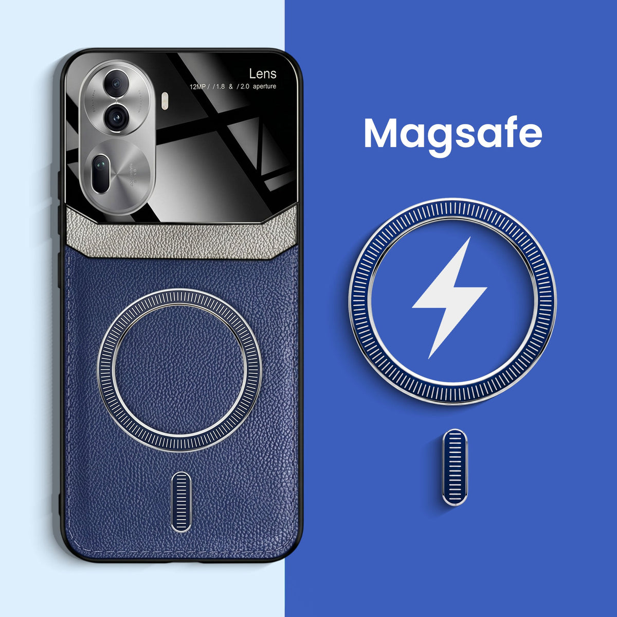 Oppo Reno 11 Pro 5G Premium Magsafe Magnetic Leather Lens Protective Case