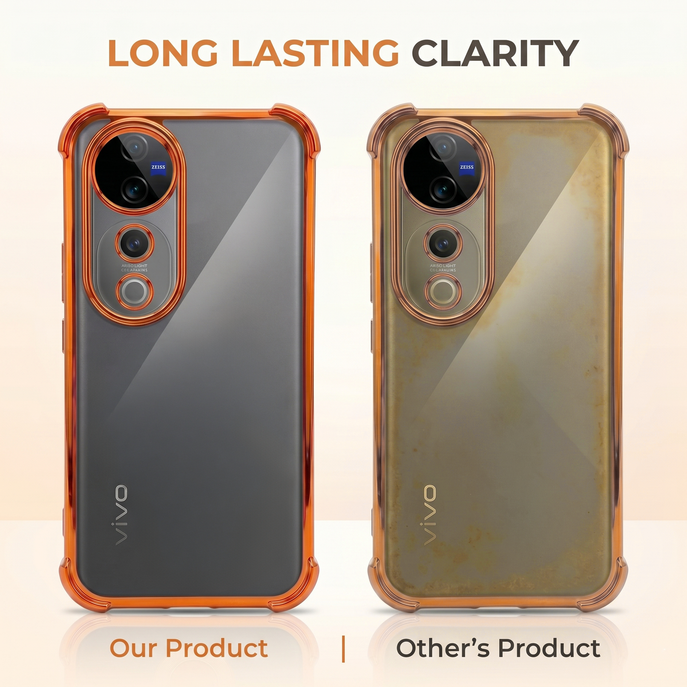 Vivo v40 Pro 5G Premium Shockproof Transparent Airbag Cosmic Orange Case