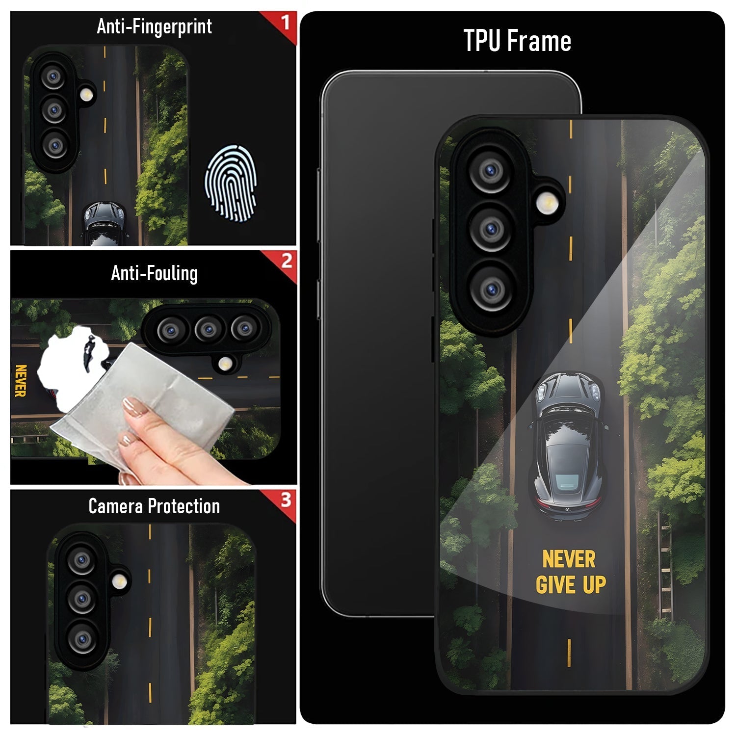 Samsung Galaxy A36 5G Premium Acrylic Shockproof Glass Back Case (Road Never Give Up)