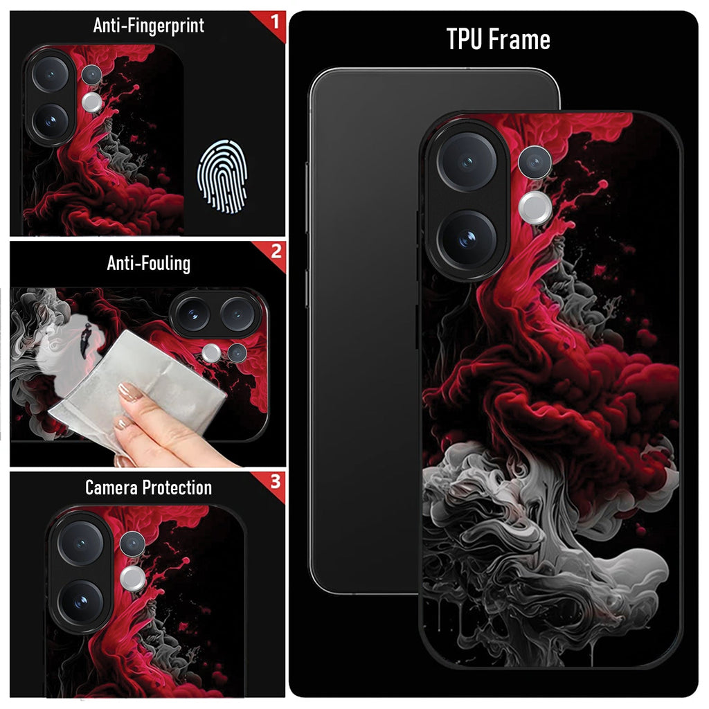 Vivo V60 5G Phone case with TPU frame, anti-fingerprint, anti-fouling, and camera protection features.