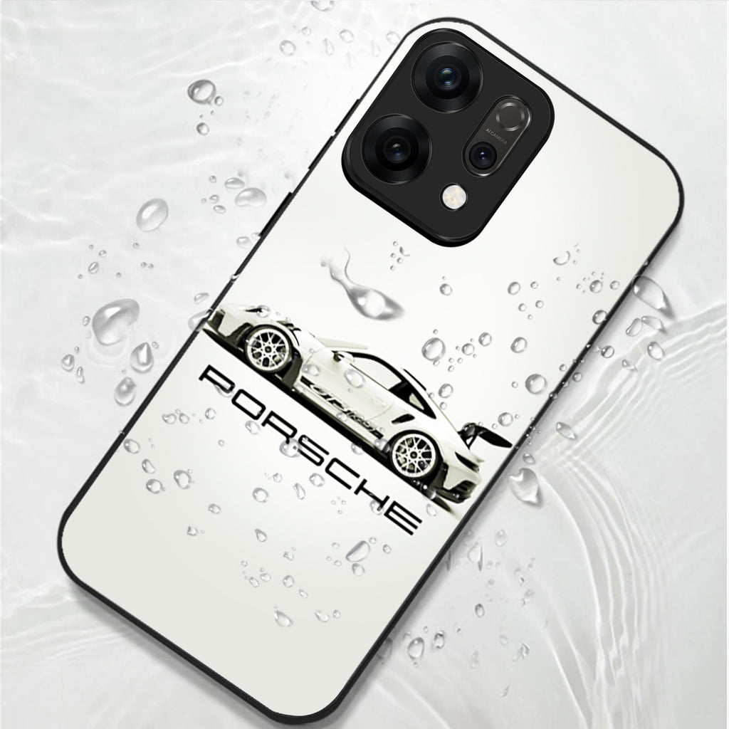 Oppo Reno 14 5G Premium Acrylic Shockproof Glass Back Case (White Porsche)