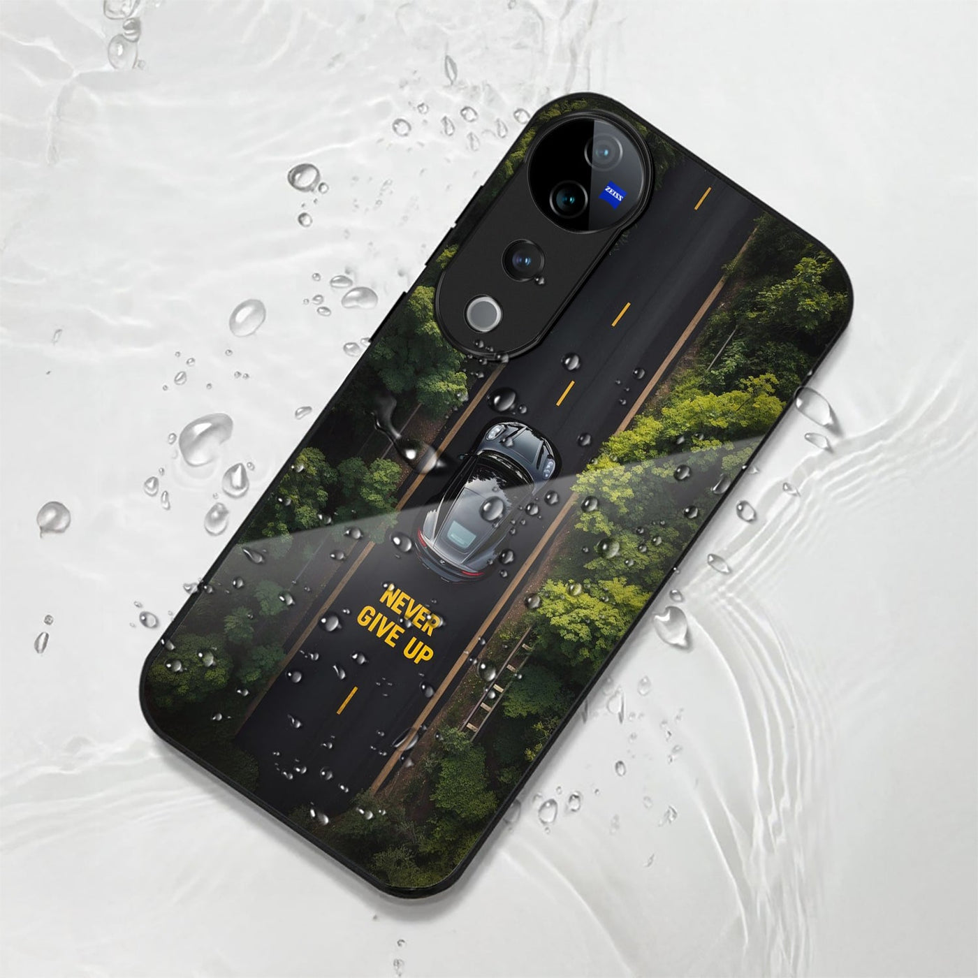 Vivo V40 Pro 5G Premium Acrylic Shockproof Glass Back Case (Road Never Give up)