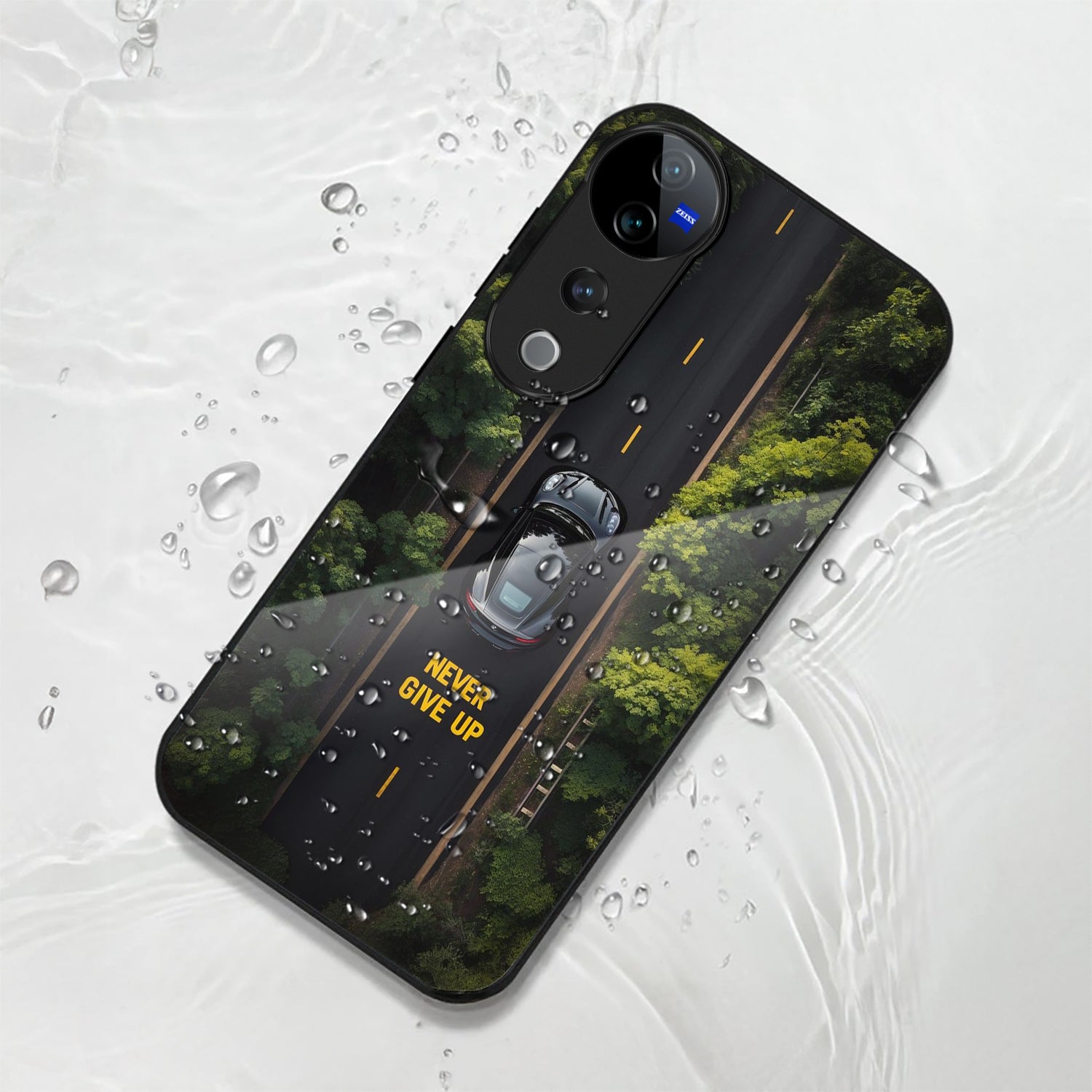 Vivo V40 Pro 5G Premium Acrylic Shockproof Glass Back Case (Road Never Give up)