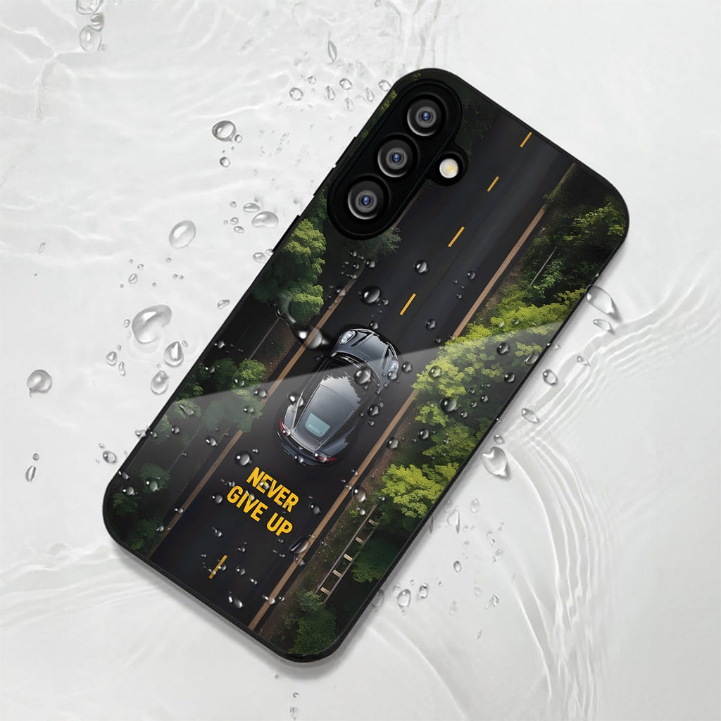 Samsung Galaxy A56 Premium Acrylic Shockproof Glass Back Case (Road Never Give Up)