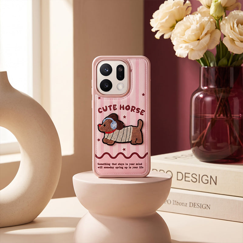 OPPO Reno 14 5G Cute Horse Printed Case – Pink Protective Back Cover