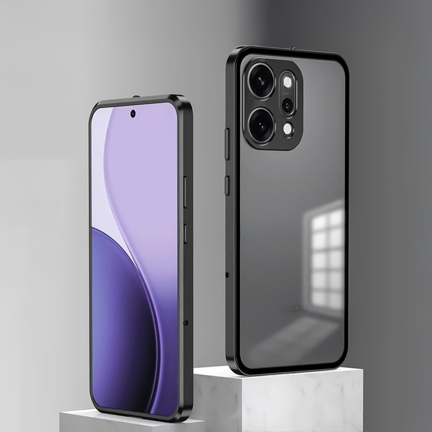 Oppo Reno14 5G Aluminium Metal Bumper Shield Transparent Back Case