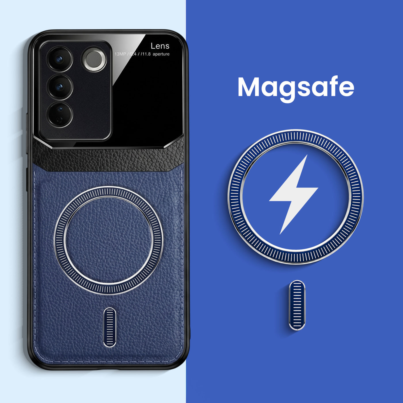Vivo V27 5G Premium Magsafe Magnetic Leather Lens Protective Case