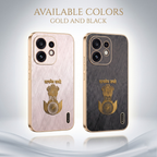 Oppo Reno 16 5G Satyamev Jayate 3D Electroplated Frame Gold Thread Pattern Hard Back Case