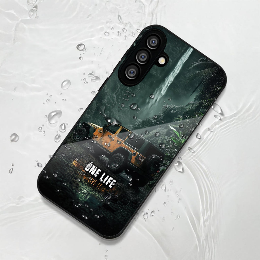 Samsung Galaxy A56 Premium Acrylic Shockproof Glass Back Case (Jeep Case)